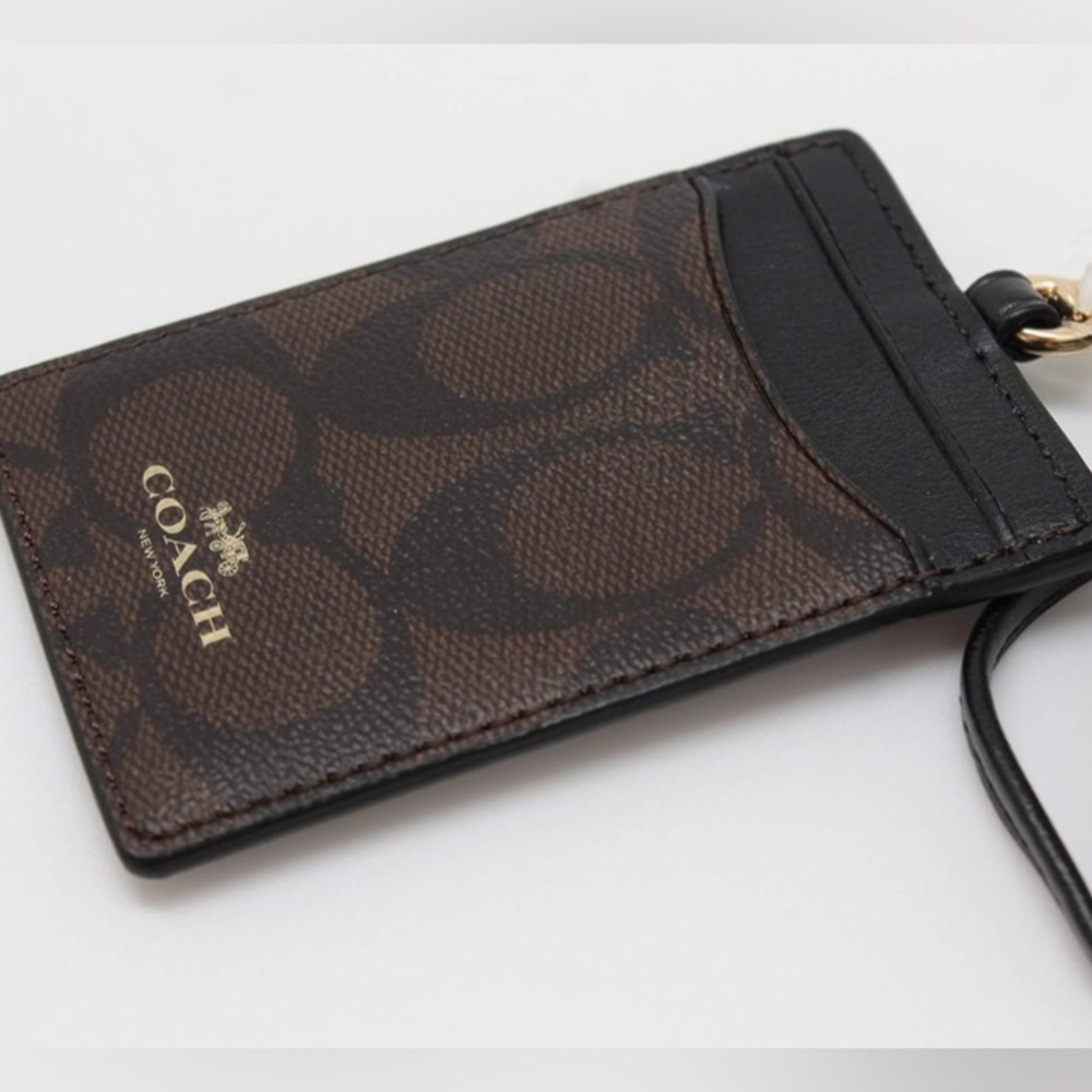 Coach Brown and Black Lanyard Card Holder NEW - Picture 2 of 8